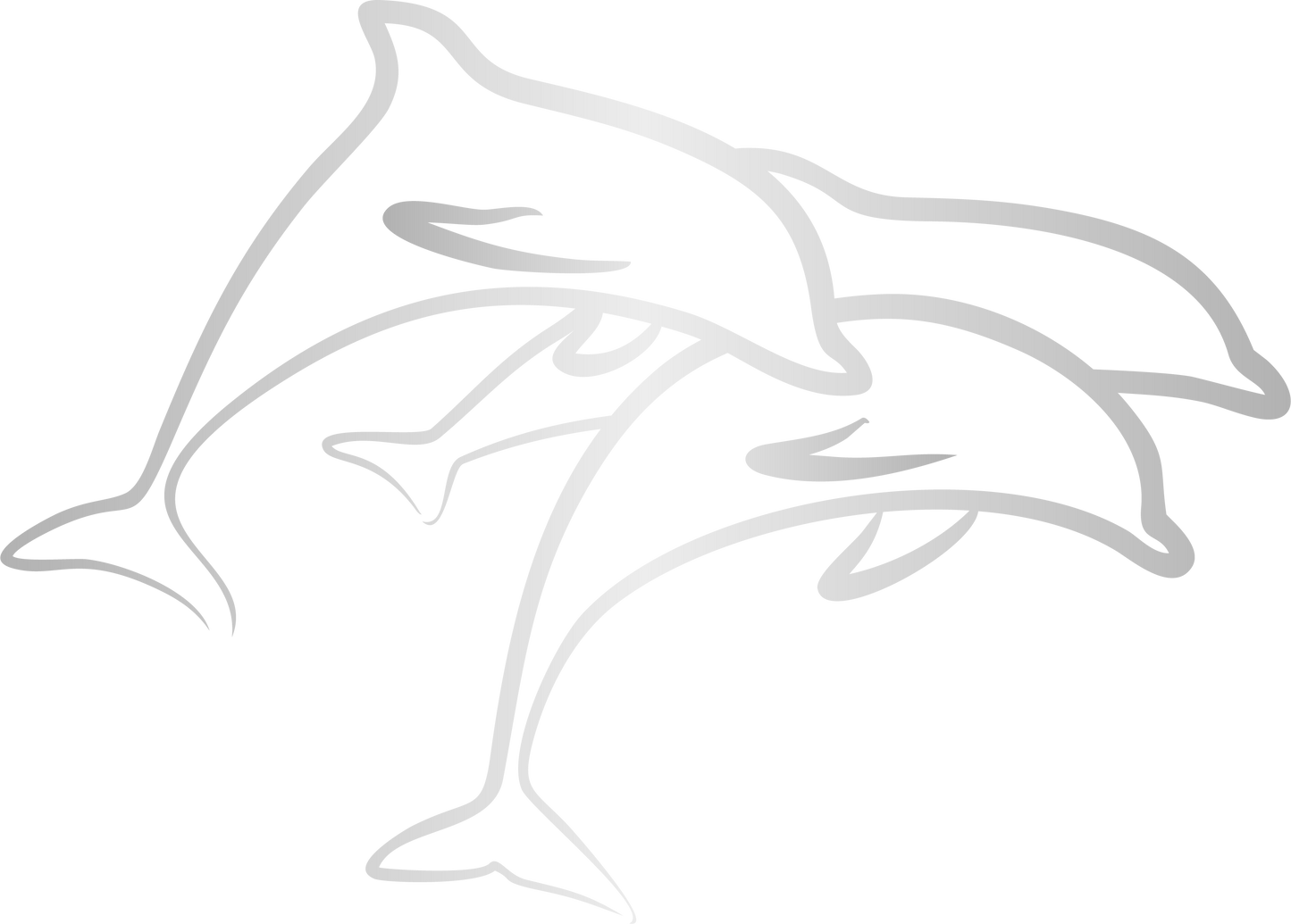 Trio de dauphins argenté