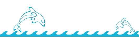 Ligne de vagues avec dauphins